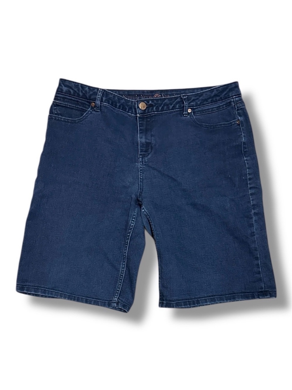 Simply Vera Vera Wang Dark Wash Denim Boyfriend Shorts Women's Size 14 Summer